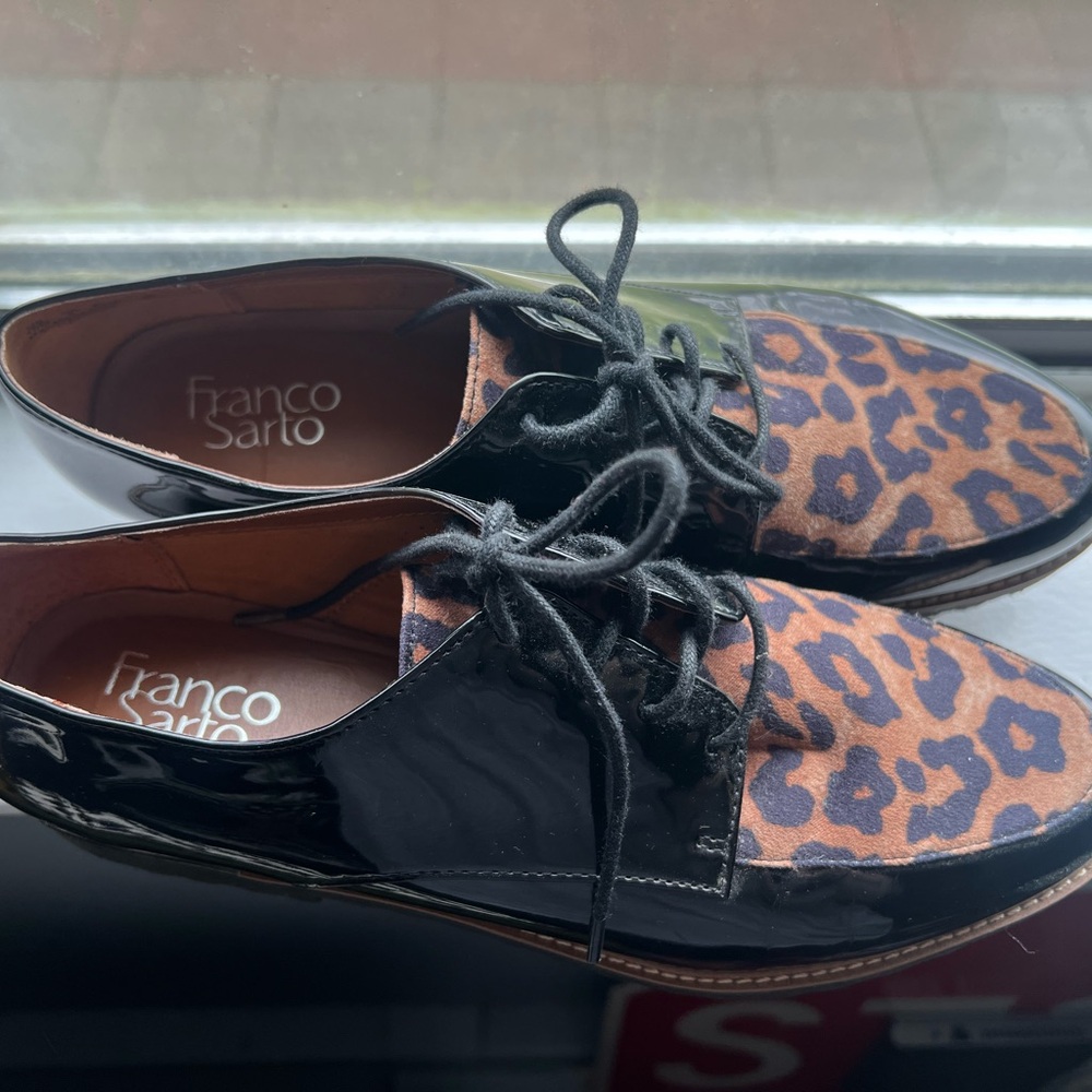 Franco Sarto Leopard Print Lace-Up Oxfords